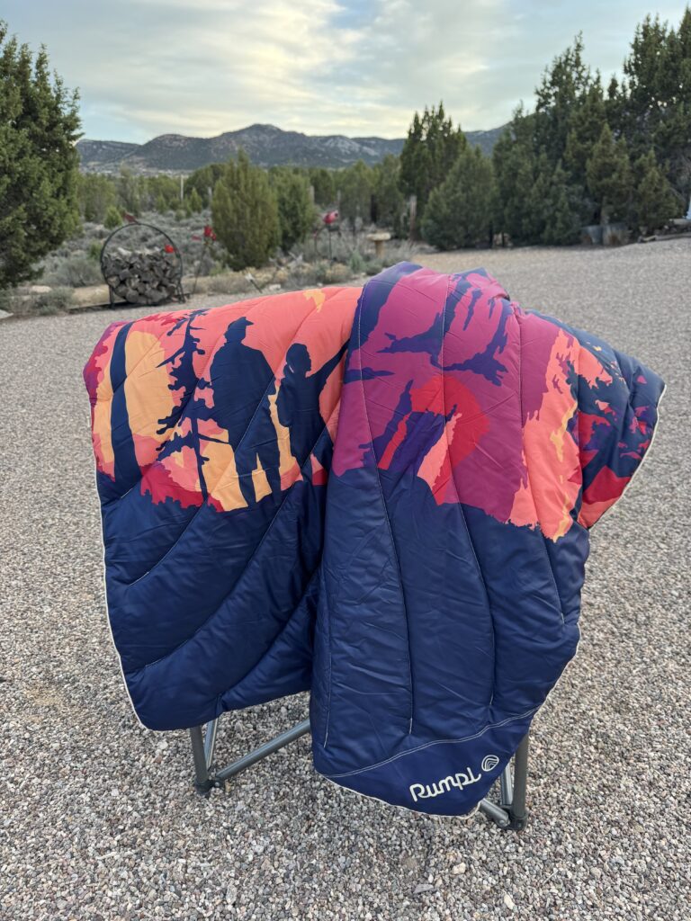 rumple blanket over camping chair